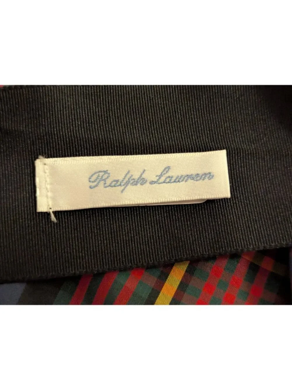 Ralph Lauren Holiday Tartan Girls Dress With Black Bow Sash & Back Buttons